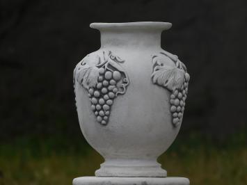 Gartenvase Weintrauben auf Sockel - 54 cm - Stein