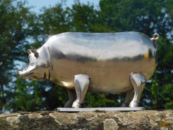 Statue Schwein - Metall - Farbe Chrom