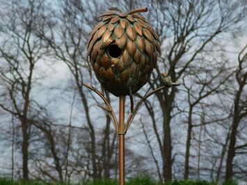 Vogelhaus stehend - 170 cm - Gartenstab - Kupferoptik