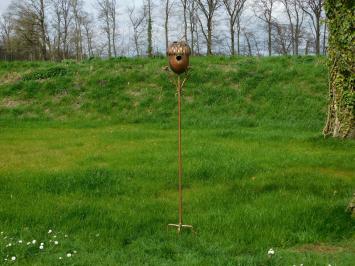 Vogelhaus Eichel - Stehend - 170 cm - Gartenstab - Kupferoptik