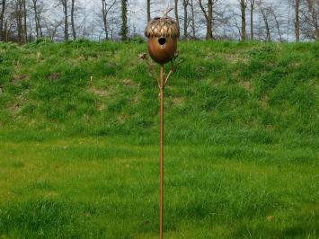 Vogelhaus Eichel - Stehend - 170 cm - Gartenstab - Kupferoptik