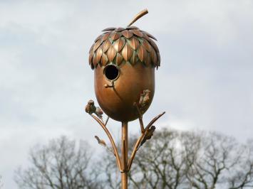 Vogelhaus Eichel - Stehend - 170 cm - Gartenstab - Kupferoptik