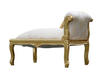 Vintage-Chaiselongue im Barockstil – goldfarbener Holzrahmen – beige gepolstert