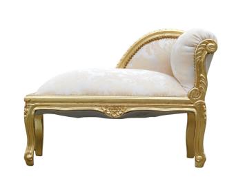 Vintage-Chaiselongue im Barockstil – goldfarbener Holzrahmen – beige gepolstert