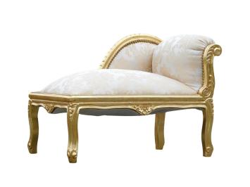 Vintage-Chaiselongue im Barockstil – goldfarbener Holzrahmen – beige gepolstert