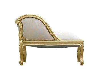 Vintage-Chaiselongue im Barockstil – goldfarbener Holzrahmen – beige gepolstert