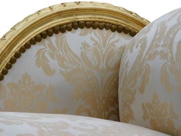 Vintage-Chaiselongue im Barockstil – goldfarbener Holzrahmen – beige gepolstert