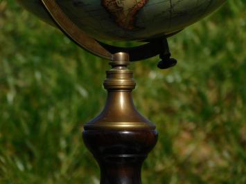 Vintage-Globus auf rundem Sockel - 60 cm - Holz & Messing