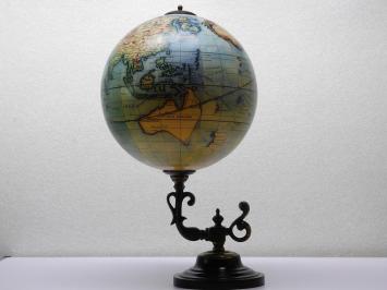 Vintage-Globus auf verziertem Sockel - 58 cm - Messing und Holz