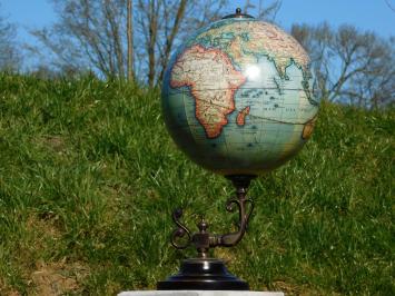 Vintage-Globus auf verziertem Sockel - 58 cm - Messing und Holz