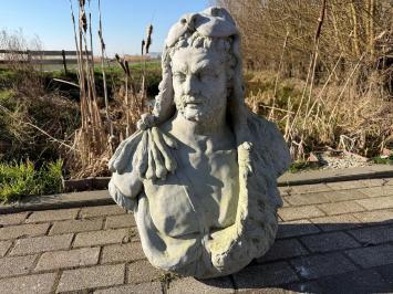 Vintage-Büste des Herkules XL – 82 cm – Stein