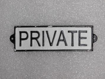 Vintage-Türschild „Private“ – Gusseisen – Schwarz/Weiß