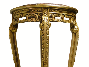 Vintage Sokkeltafel met Marmeren blad - 110 cm - Goudkleurig