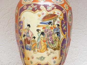 Vintage-Vase – 62 cm – Japanischer Satsuma-Stil – Handbemaltes Porzellan