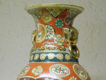 Vintage-Vase – 62 cm – Japanischer Satsuma-Stil – Handbemaltes Porzellan