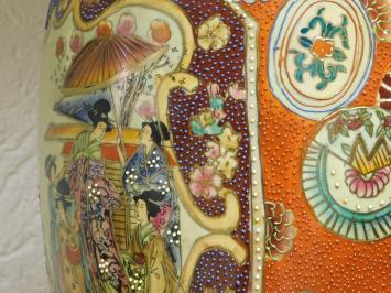 Vintage-Vase – 62 cm – Japanischer Satsuma-Stil – Handbemaltes Porzellan