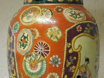 Vintage-Vase – 62 cm – Japanischer Satsuma-Stil – Handbemaltes Porzellan