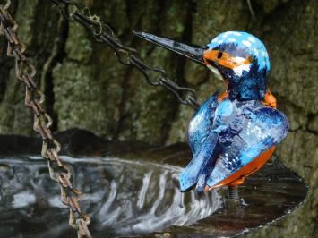 Hängende Futterschale für Vögel mit Kette – Metall – Handgefertigt