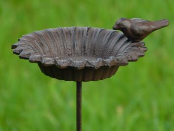 Vogelbad op Pin - Tuinsteker - Gietijzer - Donkerbruin