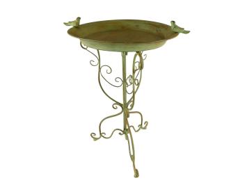 Vogelbad mit Vögelchen – 75 cm – Rustikales Grün – Metall