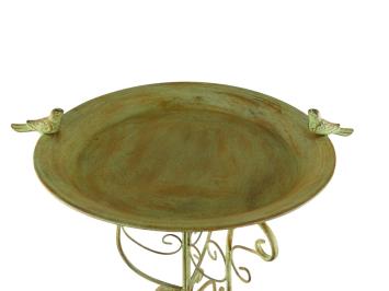 Vogelbad mit Vögelchen – 75 cm – Rustikales Grün – Metall