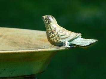 Vogelbad mit Vögelchen – 75 cm – Rustikales Grün – Metall