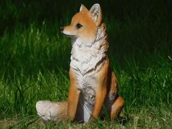 Statue Sitzender Fuchs | Polystone | Vollfarbe