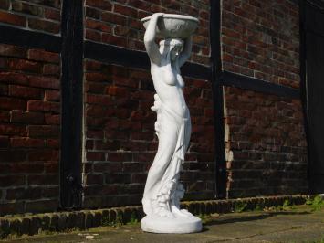 Große Skulptur einer Frau mit Schale - ganz aus Stein - 120 cm