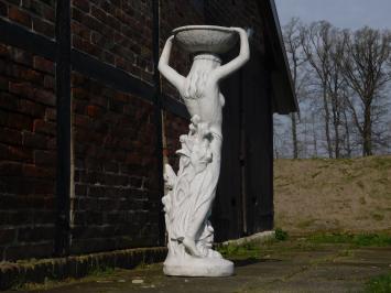 Große Skulptur einer Frau mit Schale - ganz aus Stein - 120 cm