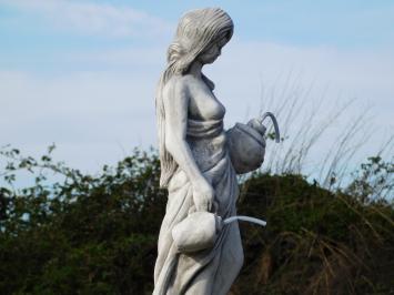 Vrouw met Waterkruiken op Sokkel - 100 cm - Steen