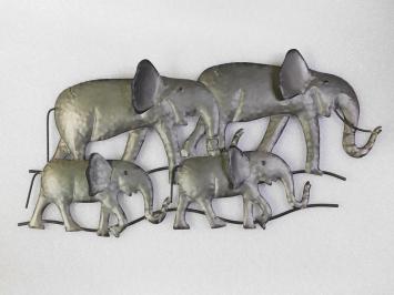 Wanddecoratie Olifanten - 80 cm - Metaal