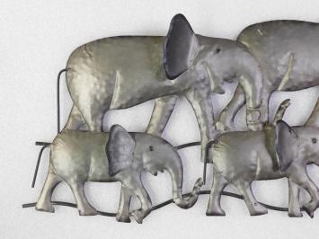 Wanddecoratie Olifanten - 80 cm - Metaal
