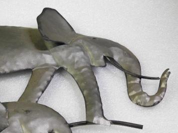 Wanddecoratie Olifanten - 80 cm - Metaal