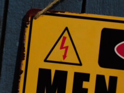 Wandschild - Caution Men Grilling - Metall