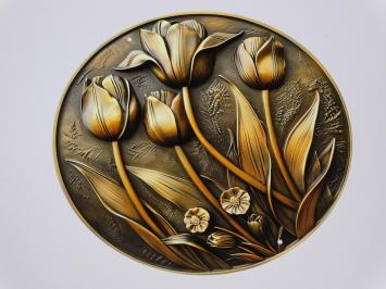 Wandschild Tulpen und Blumen - Metall