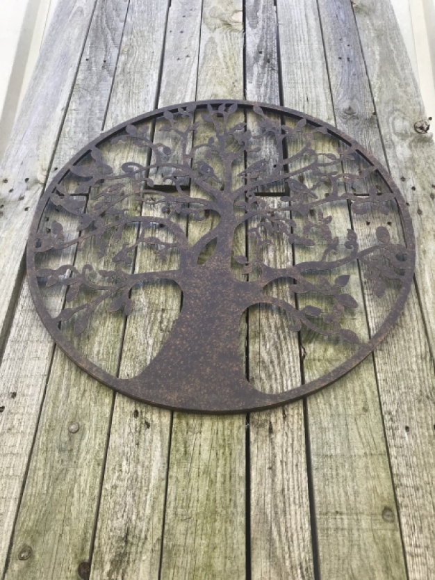 Wandschmuck aus Metall 'Baum des Lebens', mit Vögeln