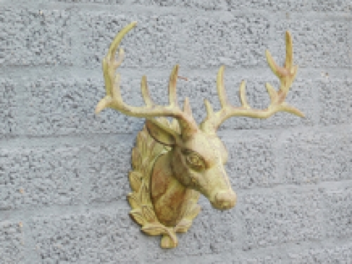 Wandornament Hirsch - grün/braun - Gusseisen
