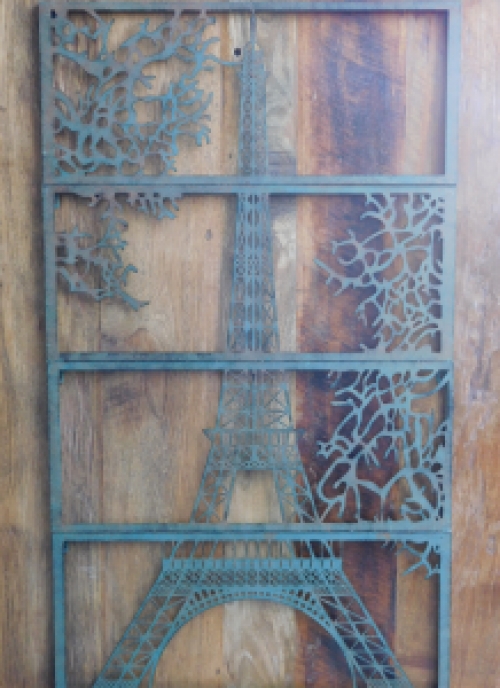 Groot metalen wandornament, 4 delen, de Eiffeltoren, Parijs, wanddecoratie