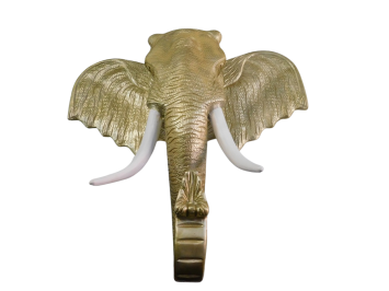 Elefantenkopf-Wandornament XXL - 105 cm - Hellgold - Polystone