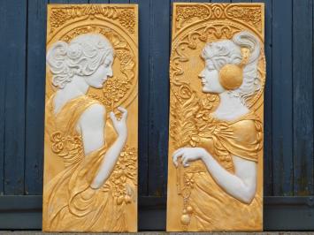 Set van 2 Wandplaten - Art Nouveau - MGO - Wandornament