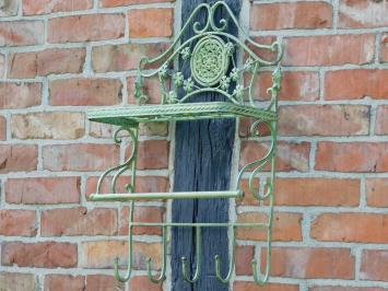 Vintage Wandrek met Haken - Old Green -  Smeedijzer