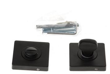 WC-Schloss – mattschwarzer Verschluss – Aluminiumschloss auf Rosette