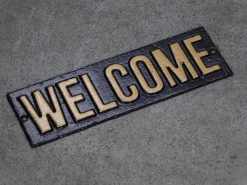 Welcome bordje - Gietijzer - Zwart Goud - Wandbord - Deurbord