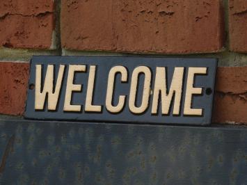 Welcome bordje - Gietijzer - Zwart Goud - Wandbord - Deurbord