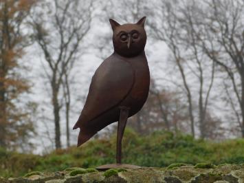 Beeld uil - wijze uil - metaal in gietijzer look, ruw handgemaakt
