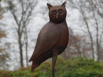 Beeld uil - wijze uil - metaal in gietijzer look, ruw handgemaakt