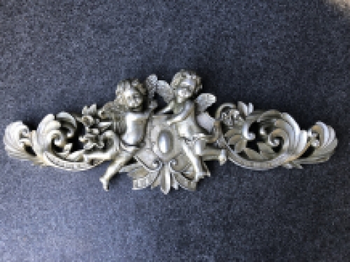 Engel Wandschmuck, Kabinettstück, polystone-silberne Farbe