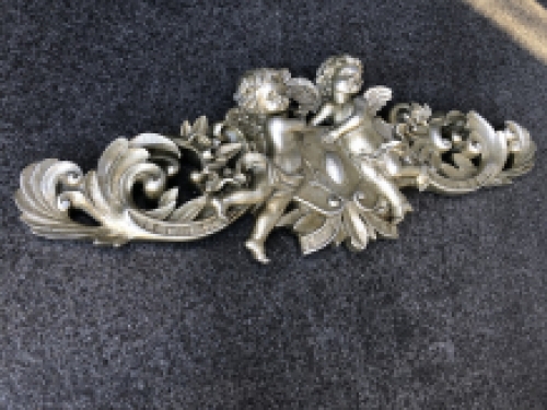 Engel Wandschmuck, Kabinettstück, polystone-silberne Farbe