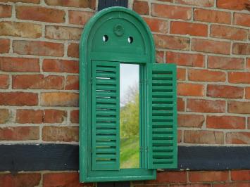 Spiegel mit Holzrahmen und Türen - vintage grün
