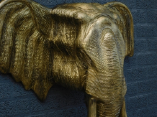 Elefantenkopf-Wandornament XXL - 105 cm - Gold/Schwarz - Polystone